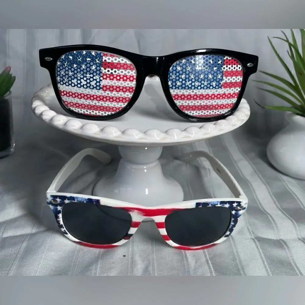 🔥❤️🔥 2 Pair Patriotic Sunglasses Bundle USA Novelty American Theme NWOT
